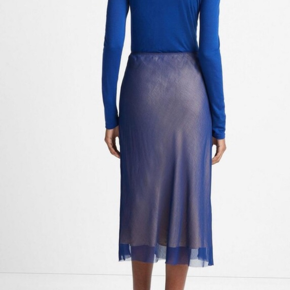 Vince Cobalt Blue Sheer Midi Skirt